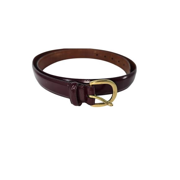 Coach Mens 42 Brown Polished Cowhide Leather Belt Gold Hardware Professional - Picture 1 of 4